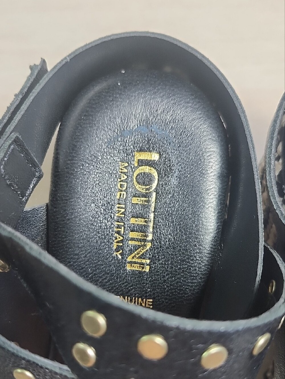 LOTTINI Made in Italy leather studded wedges sandals - Picture 8 of 14